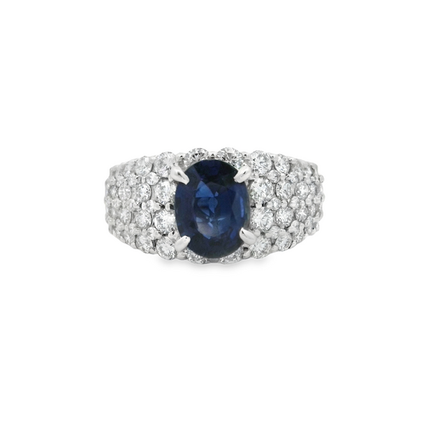 White Gold Sapphire and Diamond Ring