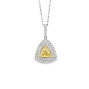 White/Yellow Gold Fancy Yellow Diamond Halo Pendant