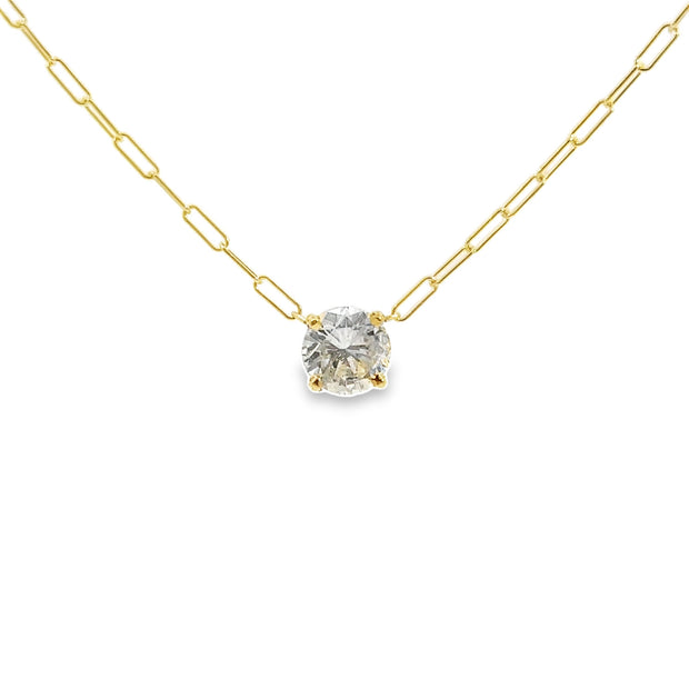 Yellow Gold Diamond Solitaire Necklace