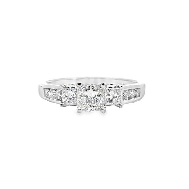 White Gold Three Stone Diamond Engagement Ring