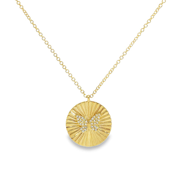 Yellow Gold Diamond Disc Pendant