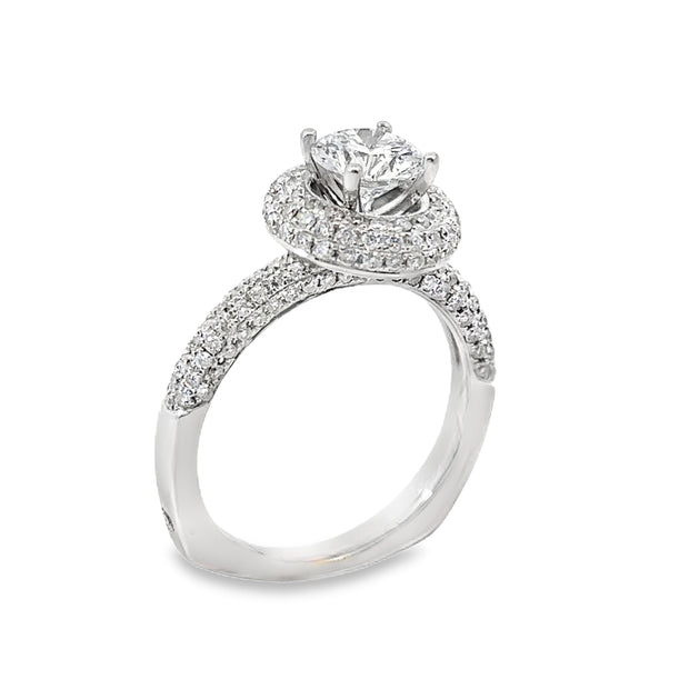 Lab Grown White Gold Diamond Halo Engagement Ring