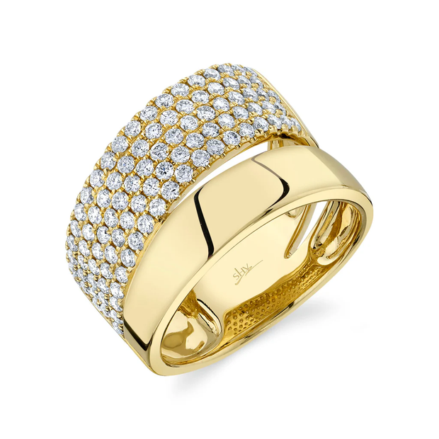 Shy Creation Yellow Gold Pave Diamond Fashion Ring