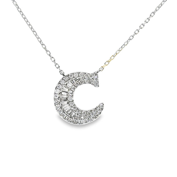 White Gold Diamond Initial Necklace