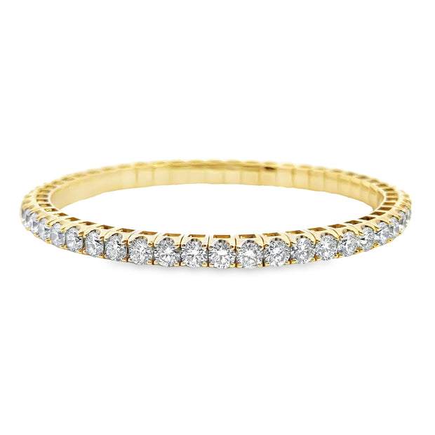 Lab Grown Yellow Gold Stretchable Diamond Bangle Bracelet