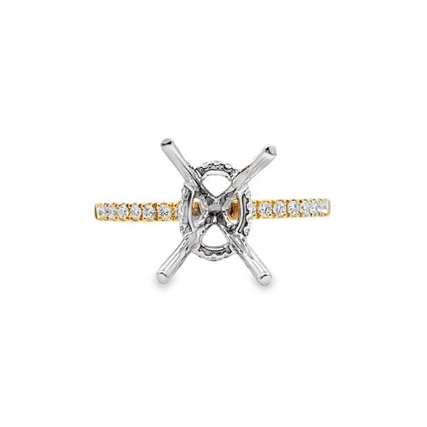 Yellow and White Gold Hidden Halo Diamond Engagement Ring