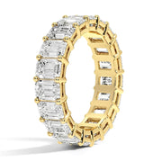 Lab Grown Yellow Gold Emerald Cut Diamond Eternity Band