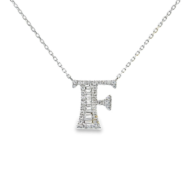 White Gold Diamond Initial Necklace