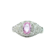 White Gold Pink Sapphire & Diamond Ring