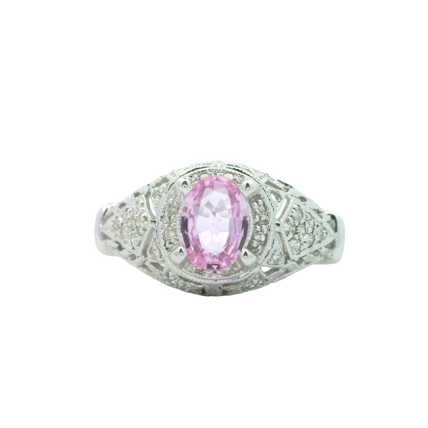 White Gold Pink Sapphire & Diamond Ring