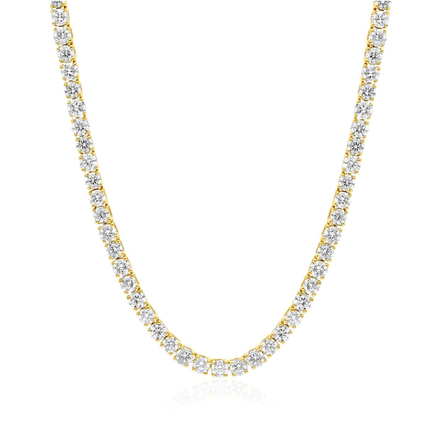 Yellow Gold 22" Diamond Tennis Necklace