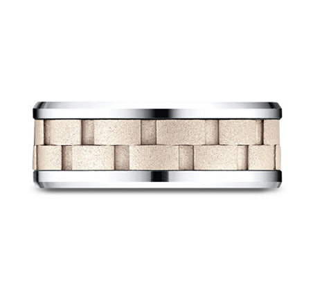 Benchmark White/Rose Gold Men's Wedding Band