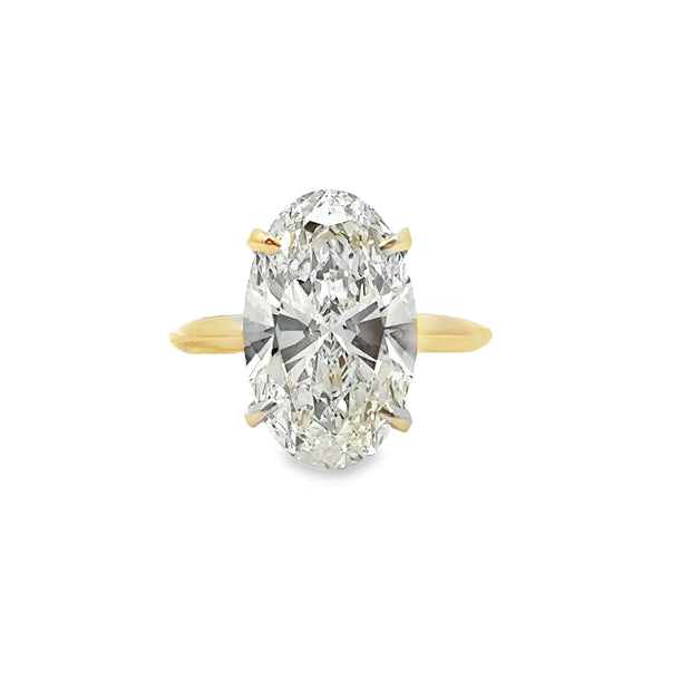 Lab Grown Yellow Gold Oval Shape Diamond Solitaire Engagement Ring