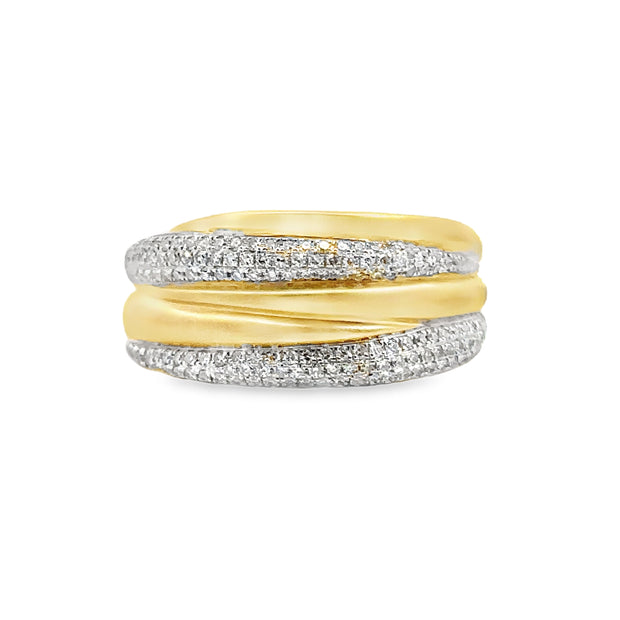 Shy Creation Yellow Gold Pave Diamond Fashion Band