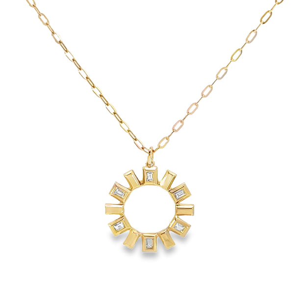 Shy Creation Yellow Gold Diamond Circle Pendant