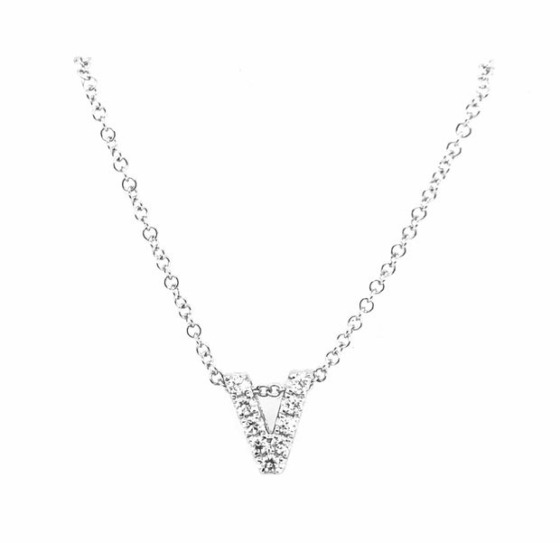 White Gold Diamond Initial Necklace