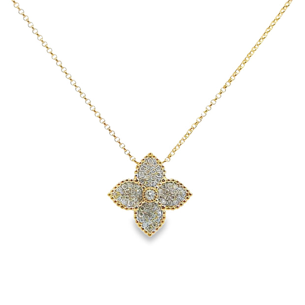 Yellow Gold Diamond Flower Necklace