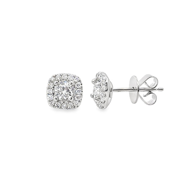 White Gold Diamond Halo Earrings