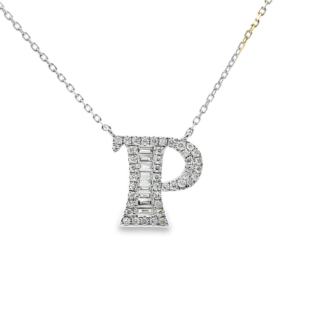 White Gold Diamond Initial Necklace