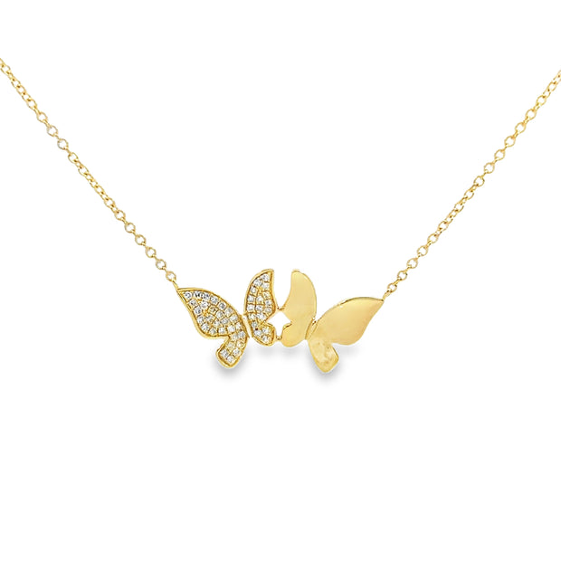 Yellow Gold Diamond Butterfly Necklace