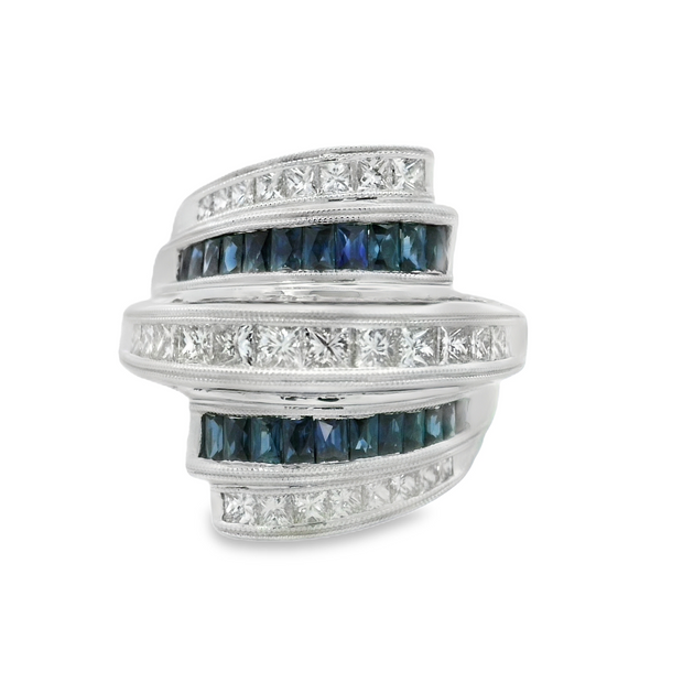 White Gold Sapphire and Diamond Fashion Ring