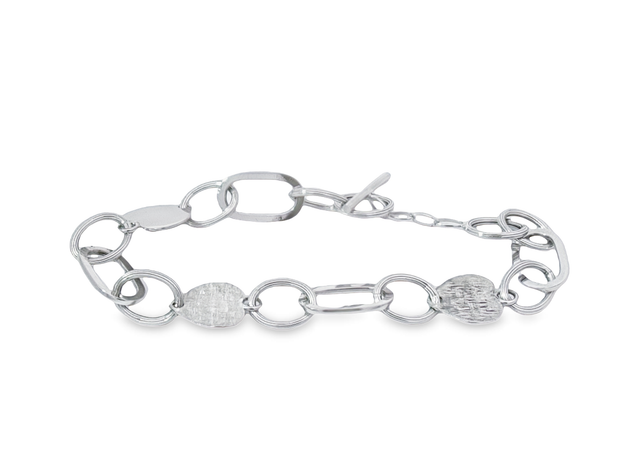 White Gold Heart Link Bracelet