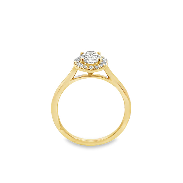 Forevermark Yellow Gold Oval Shape Diamond Halo Engagement Ring