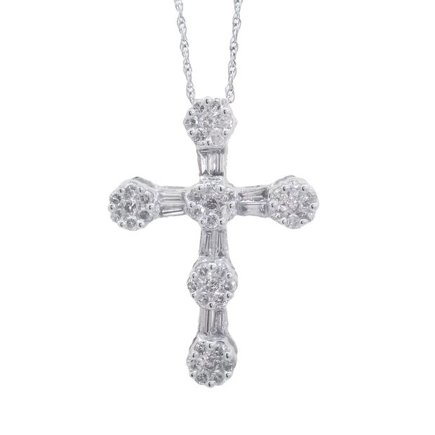 White Gold Diamond Cross Pendant