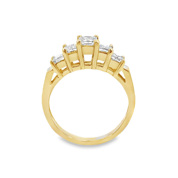 Yellow Gold Five Stone Diamond Wedding Band