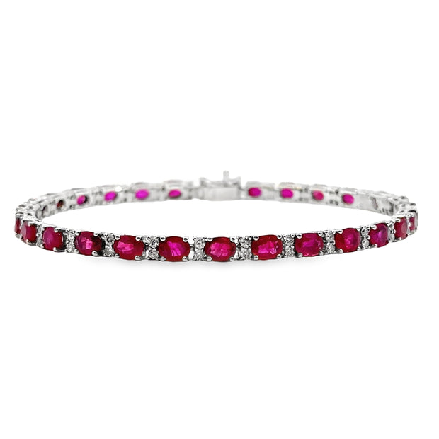 White Gold Ruby and Diamond Bracelet