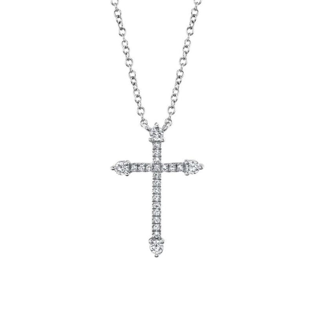 Shy Creation White Gold Diamond Cross Pendant