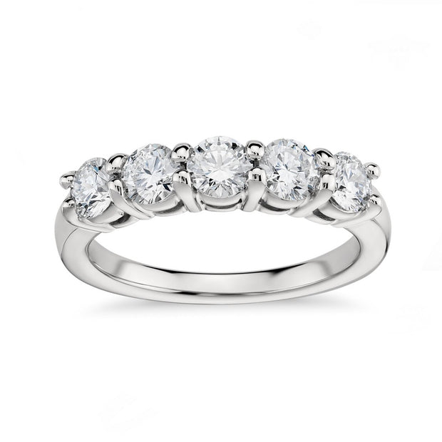 Lab Grown White Gold Five Stone Diamond Band