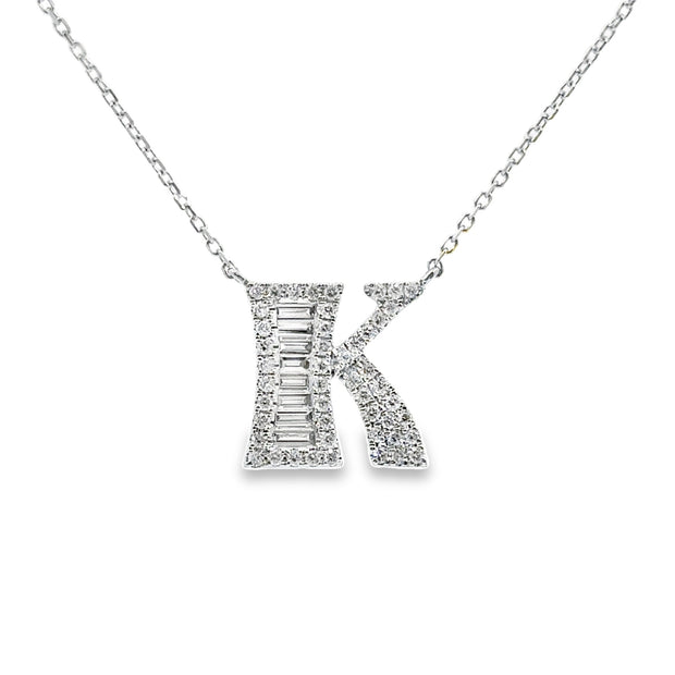 White Gold Diamond Initial Necklace