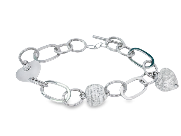 White Gold Heart Link Bracelet