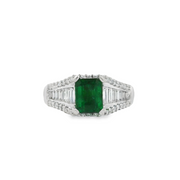 White Gold Emerald and Diamond Ring