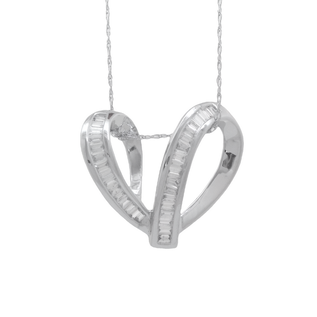 White Gold Diamond Heart Shape Slider Pendant