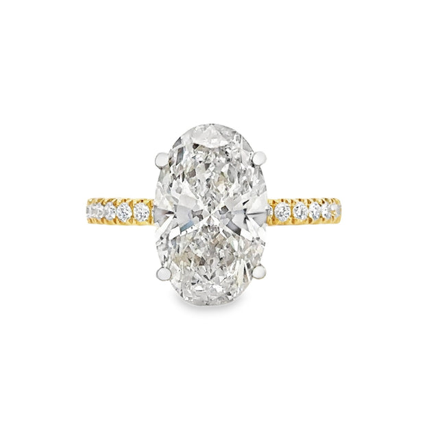 Lab Grown Yellow Gold Oval Shape Diamond Engagement Ring