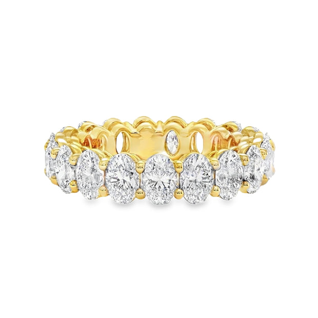 Lab Grown Yellow Gold Oval Shape Diamond Eternity Band