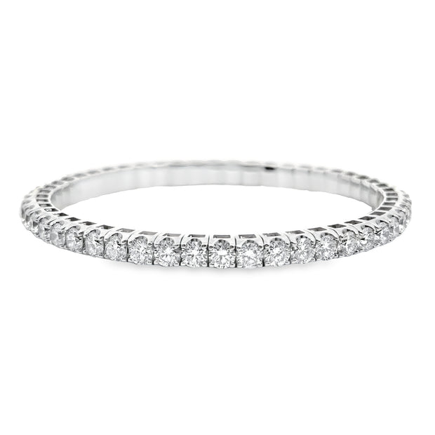 Lab Grown White Gold Stretchable Diamond Bangle Bracelet