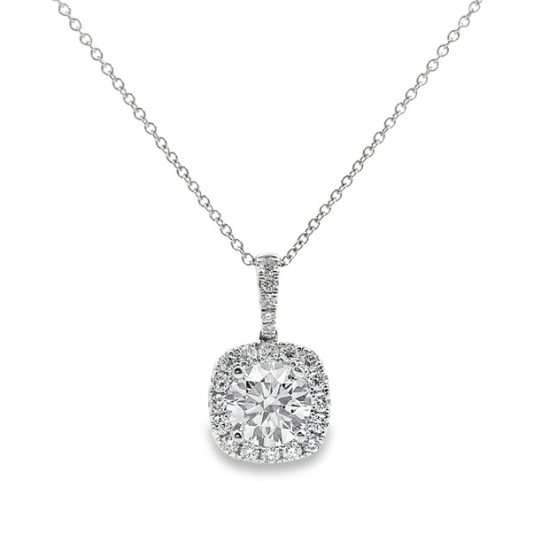 Lab Grown White Gold Diamond Halo Pendant