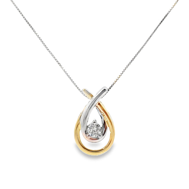 White and Yellow Gold Diamond Solitaire Pendant