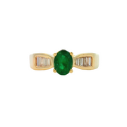 Yellow Gold Emerald and Diamond Ring