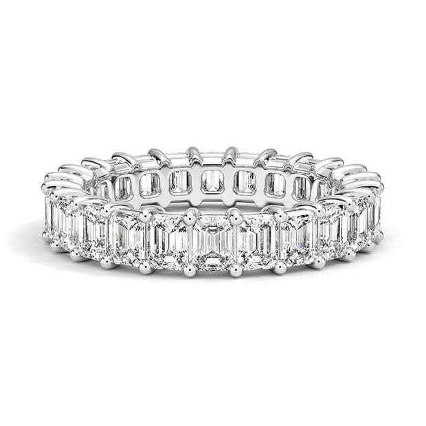 Lab Grown Platinum Emerald Cut Diamond Eternity Band