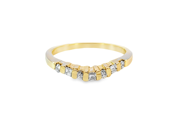 Yellow Gold Diamond Curved Wedding Band