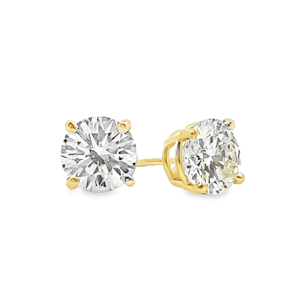 1.54 Cttw. Yellow Gold Diamond Solitaire Earrings