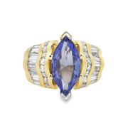 Yellow Gold Tanzanite and Diamond Ring