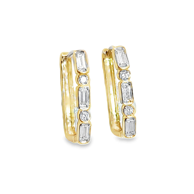 Yellow Gold Diamond Hoop Earrings