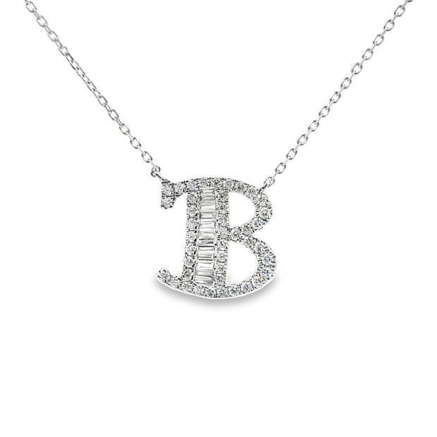 White Gold Diamond Initial Necklace