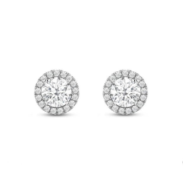 Lab Grown White Gold Diamond Halo Stud Earrings