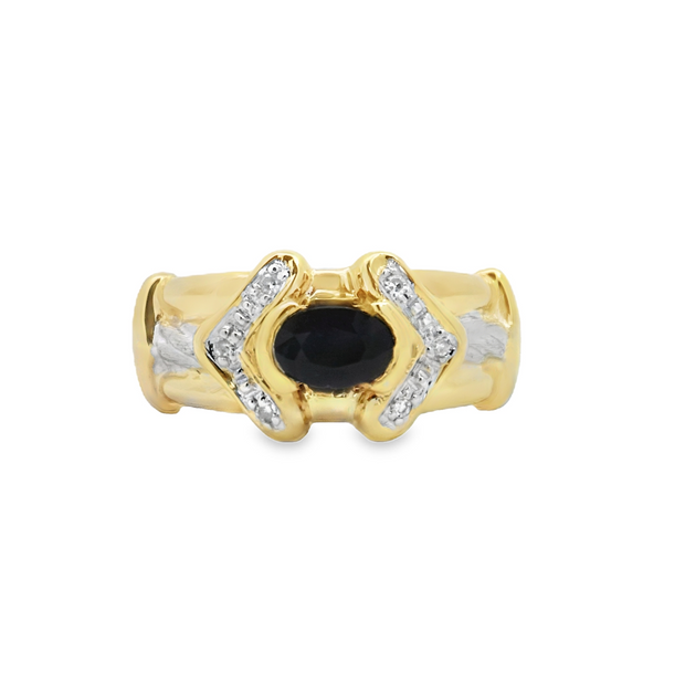 Yellow Gold Sapphire and Diamond Fashion Ring